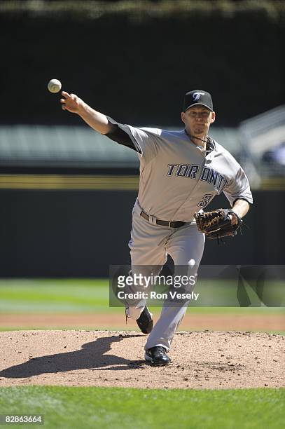 Burnett of the Toronto Blue Jays pitches during the game against the Chicago White Sox at U.S. Cellular Field in Chicago, Illinois on September 09,...