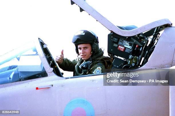 Thumbs up from a Jaguar pilot as he prepares to take off for the gulf from RAF Coltishall in Norfolk.