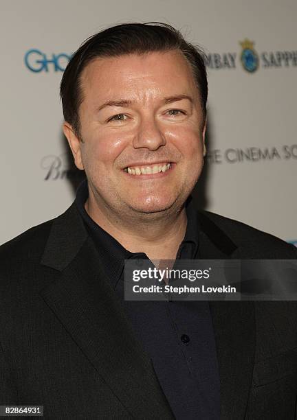 Actor Ricky Gervais attends a special screening hosted by The Cinema Society and Brooks Brothers with Bombay Sapphire at The IFC Center on September...