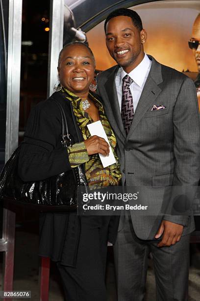 Actor Will Smith and his mother Caroline Smith attend the "Lakeview Terrace" premiere at the AMC Lincoln Square on September 15, 2008 in New York...