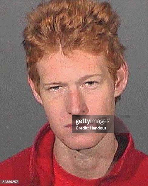 In this photo that was released by the Los Angeles County Sheriffs Department, Redmond O'Neil, son of actor Ryan O'Neal, is seen in a mugshot...