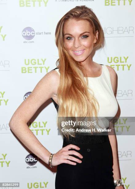 Actress Lindsay Lohan attends the "Ugly Betty" in New York preview party at Highbar on September 15, 2008 in New York City.