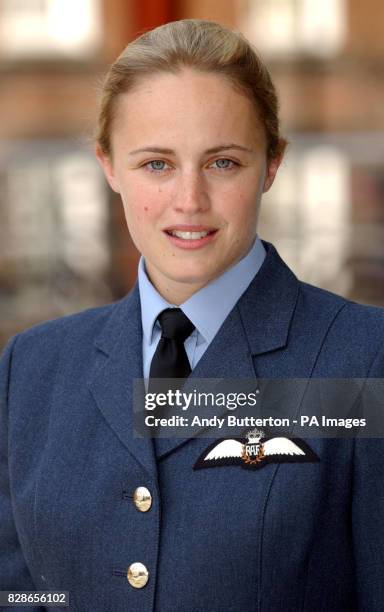 Trainee Flight Lieutenant Lucy Robinson outside Channel 4 Television in central London.To mark the 60th anniversary of the Dambusters mission Channel...
