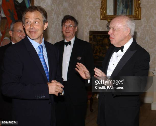 Prime Minister Tony Blair meets Nobel Prize winner Dr James Watson, who described the DNA Double Helix, at a reception in Number 10 Downing Street.