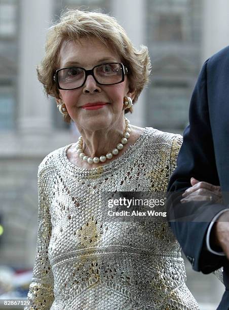 Former U.S. First lady Nancy Reagan arrives prior to the 2008 Ronald Reagan Freedom Award gala dinner September 17, 2008 at The Ronald Reagan...