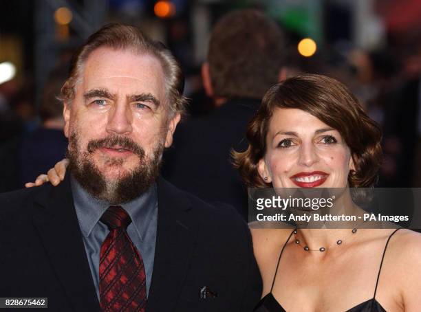 Actor Brian Cox poses with his wife Nicole Ansari-Cox at the Odeon West End, London, for the UK premiere of X-Men 2.