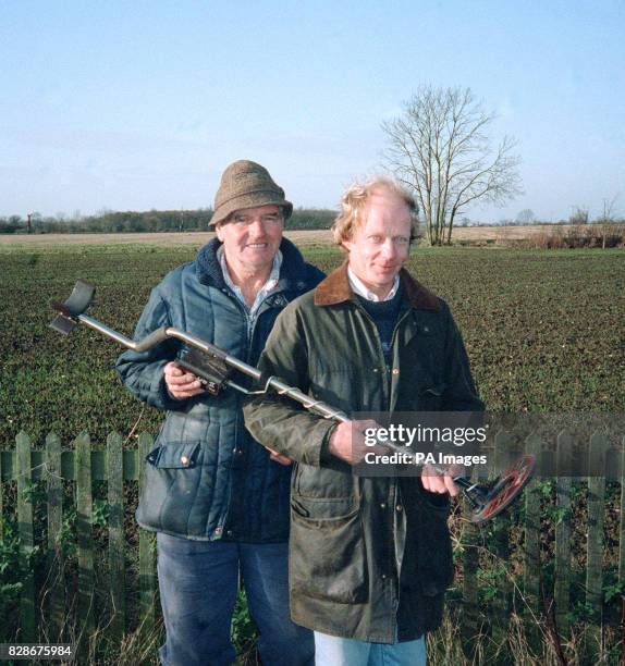 Retired gardener Eric Lawes, who uncovered a multi-million pound hoard of reasure in a field in Suffolk with Peter Whatling, owner of the field,...