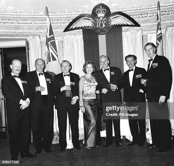 Vera Lynn, "Forces Sweetheart" of the last war, with Hughie Green and some of the Battle of Britain pilots attending the Battle of Britain 25th...