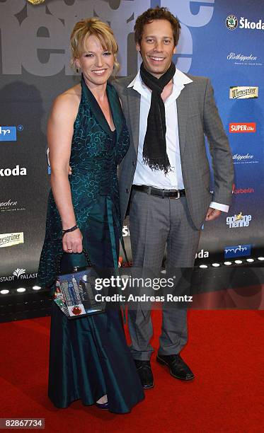 Andrea Ballschuh and her husband Jem Atai attend the 2008 Goldene Henne Award at Friedrichstadtpalast on September 17, 2008 in Berlin, Germany.