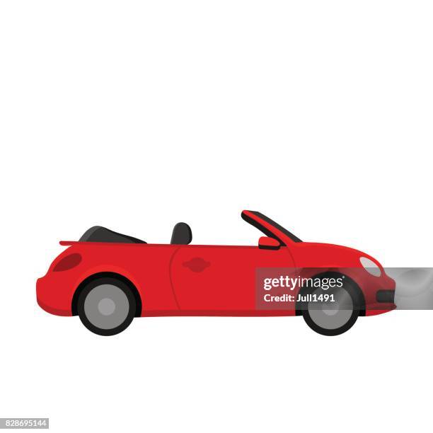 illustrazioni stock, clip art, cartoni animati e icone di tendenza di macchina rossa. - auto convertibile