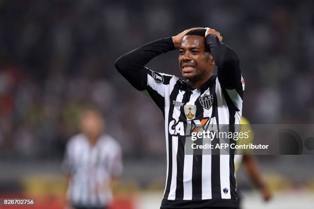Robinho of Brazil's Atletico Mineiro gestures during their 2017 Copa Libertadores match against Bolivia's Wilstermann held at Mineirao stadium, in...