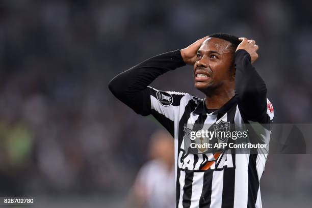 Robinho of Brazil's Atletico Mineiro gestures during their 2017 Copa Libertadores match against Bolivia's Wilstermann held at Mineirao stadium, in...