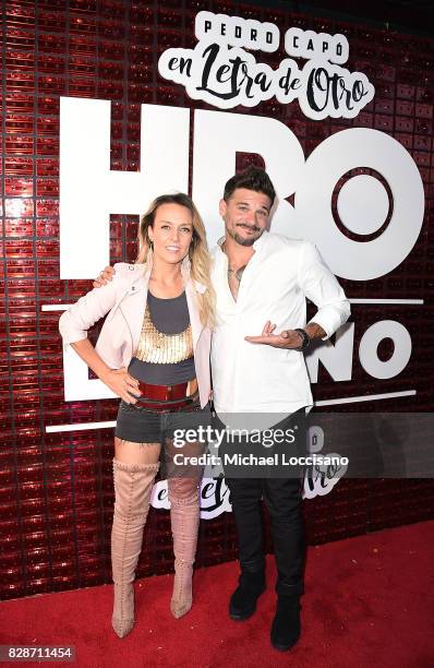 Singers Fey and Pedro Capo attend HBO Latino x Pedro Capo: En Letra de Otro at La Marina Restaurant Bar Beach Lounge on August 9, 2017 in New York...