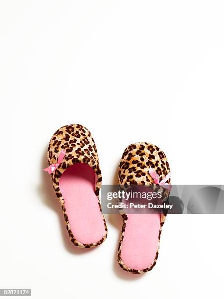 leopard print slippers - chinelo imagens e fotografias de stock