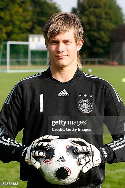 Loris Karius of the U16 German National soccer team, poses during a photo call at the Wartberg Stadium on September 15, 2008 in Alzey, Germany