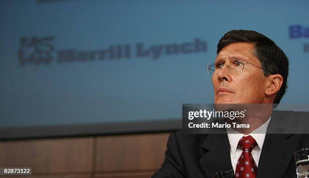 Merrill Lynch CEO John Thain speaks at a press conference at Bank of America headquarters September 15, 2008 in New York City. Thain discussed the...