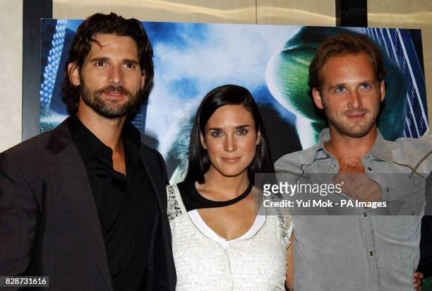 Eric Bana who plays the Hulk with co-stars Jennifer Connelly, and Josh Lucas arrive at the premiere of The Hulk at the Empire cinema in London's...