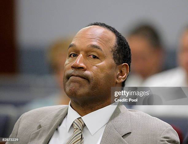 Simpson appears for the opening day of his trial at Clark County Regional Justice Center on September 15, 2008 in Las Vegas, Nevada. Simpson is...