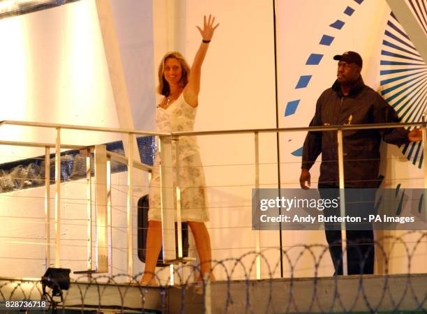 Lisa Jeynes from Penarth, south Wales, leaving the Big Brother house at Elstree Studios in Hertfordshire, after becoming the seventh person to be...