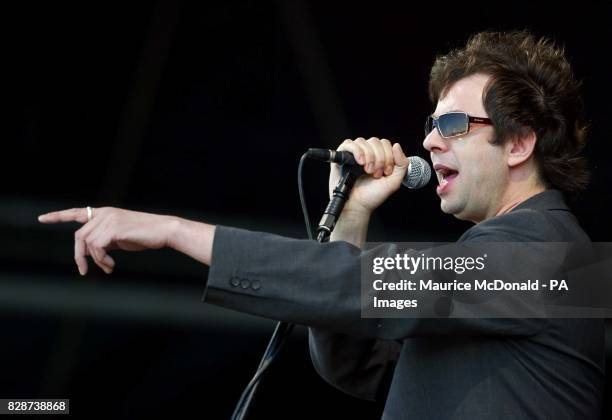 The lead singer Ian McCulloch of Echo and the Bunnymen at T in the Park near Balado in Scotland.