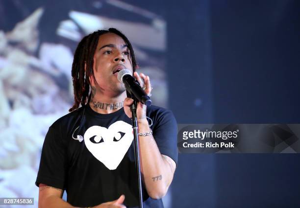 Recording artist Vic Mensa performs onstage during Capitol Music Group's Premiere Of New Music And Projects For Industry And Media at ArcLight...