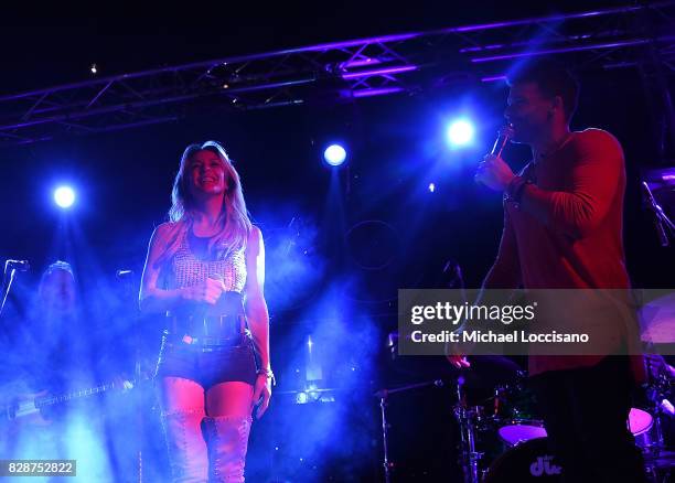 Singers Fey and Pedro Capo perform during HBO Latino x Pedro Capo: En Letra de Otro at La Marina Restaurant Bar Beach Lounge on August 9, 2017 in New...