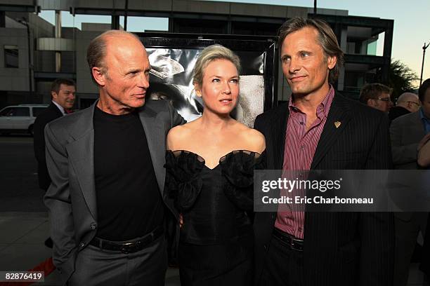 Director/Producer/Writer Ed Harris, Renee Zellweger and Viggo Mortensen at New Line Cinema Special Los Angeles Screening of "Appaloosa" on September...