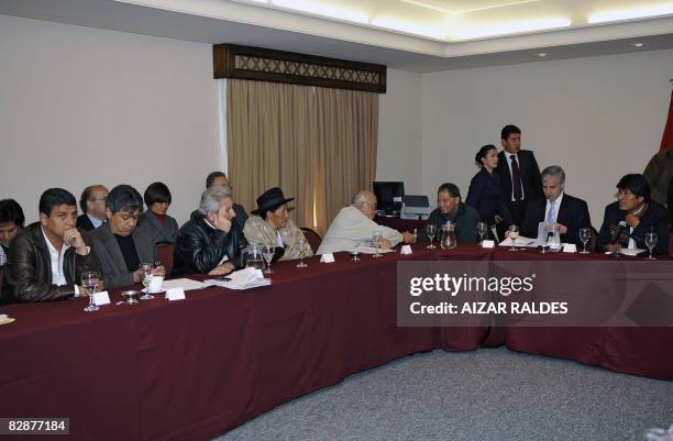 Bolivian governors, Ernesto Suarez, of Beni, Mario Cossio, of Tarija, Ruben Costas, of Santa Cruz, Sabina Cuellar, of Chuquisaca, Rafael Puente, of...