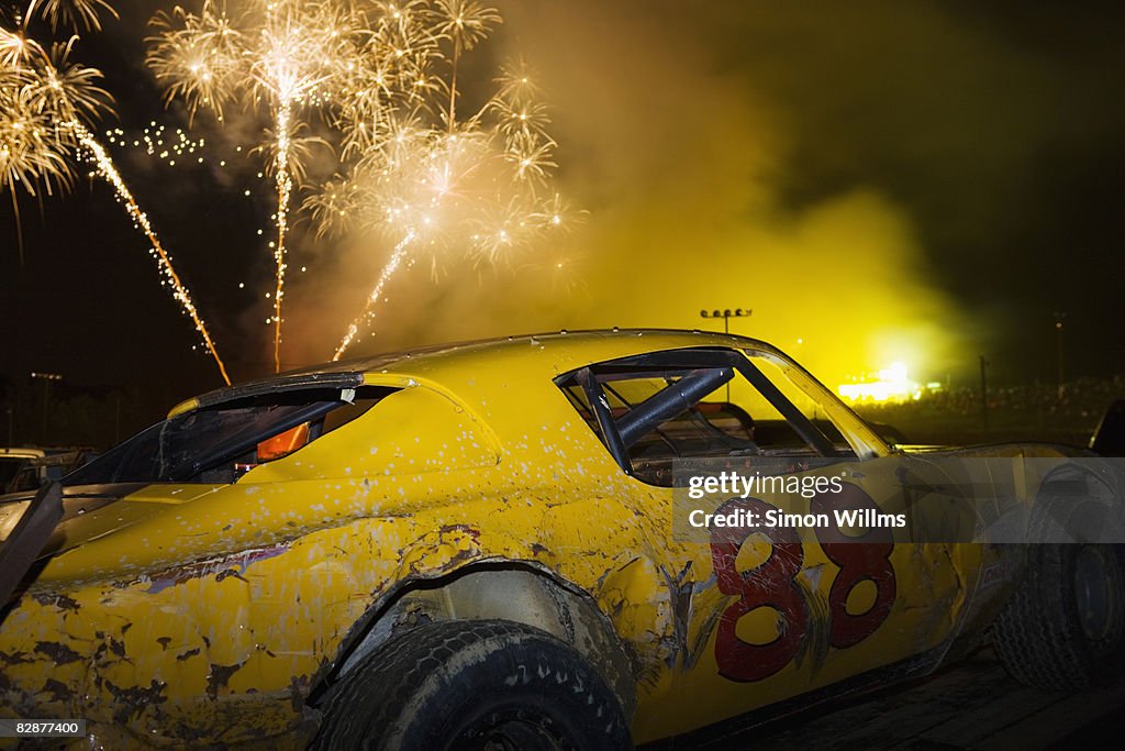 Race Car With Fireworks In Background High-Res Stock Photo - Getty Images