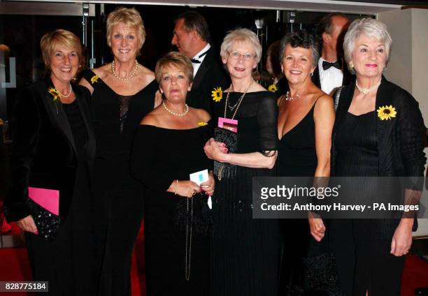 The original Calendar Girls, from left to right; Angela Baker, Tricia Stewart, Ros Fawcett, Beryl Bamforth, Lynda Logan and Christine Clancy arrive...