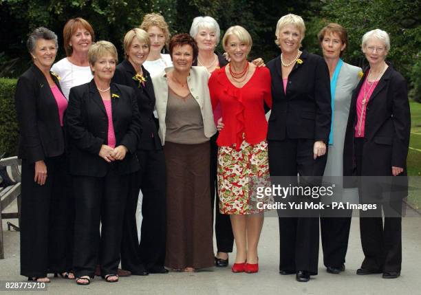 The original Calendar Girls , and the actresses that play them in the film, from left to right; Christine Clancy, Penelope Wilton, Ros Fawcett,...