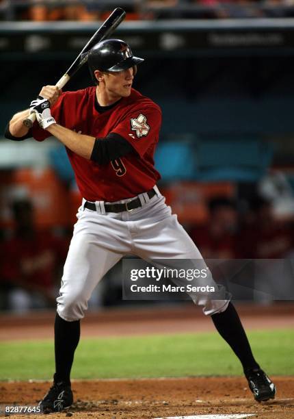 Hunter Pence of the Houston Astros bats against the Florida Marlins in the second inning on September 17, 2008 at Dolphin Stadium in Miami, Florida....