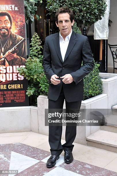 Ben Stiller poses at the press conference for the movie "Tropic Thunder" at the hotel Georges V on September 18 Paris France