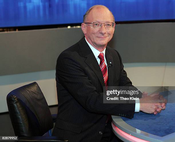 Franz Maget of the Social Democrats Party smiles during a television debate on September 18, 2008 in Unterfoehring near Munich, Germany. Bavaria's...