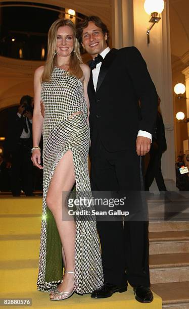 Designer Jette Joop and friend Christian Elsen attend the Dreamball2008 charity gala in the Martin-Gropius building on September 18, 2008 in Berlin,...