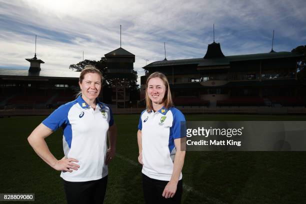 Australia cricketers Alex Blackwell and Rachael Haynes pose during the Cricket Australia Women's Ashes series ticket sale announcement at North...