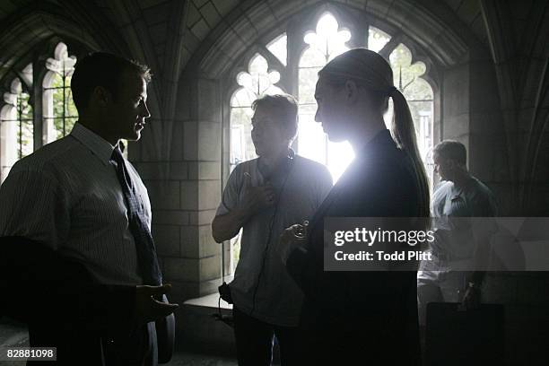 Actress Anna Torv on the set of "Fringe" in upper Manhattan on August 26, 2008.