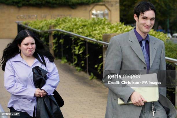 Benjamin Lewis and Natalie Gibson arriving at Southampton Crown Court where he is on trial on charges relating to religious harassment of a vicar....