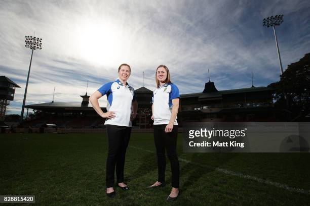 Australia cricketers Alex Blackwell and Rachael Haynes pose during the Cricket Australia Women's Ashes series ticket sale announcement at North...