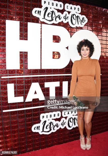 Singer Raquel Sofia attends HBO Latino x Pedro Capo: En Letra de Otro at La Marina Restaurant Bar Beach Lounge on August 9, 2017 in New York City.