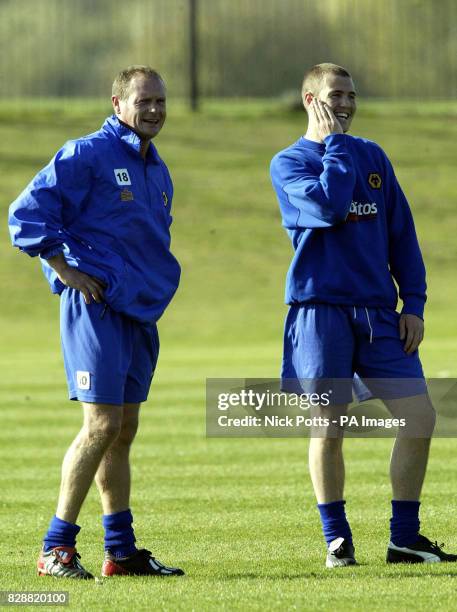 Former England player Paul Gascoigne and his former Glasgow Rangers teammate Kenny Miller at Wolverhapton Wanderers Compton training ground. The...