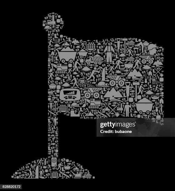 flag mining industry vector icon background - digging hole stock illustrations