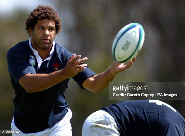 Welsh captain Colin Charvis during training at the Canberra Raiders training fields, ahead of their Rugby Union World Cup pool match against Italy at...
