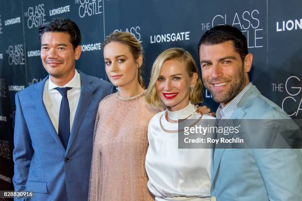 Destin Daniel, Brie Larson, Naomi Watts and Max Greenfield attend "The Glass Castle" New York screening at SVA Theatre on August 9, 2017 in New York...