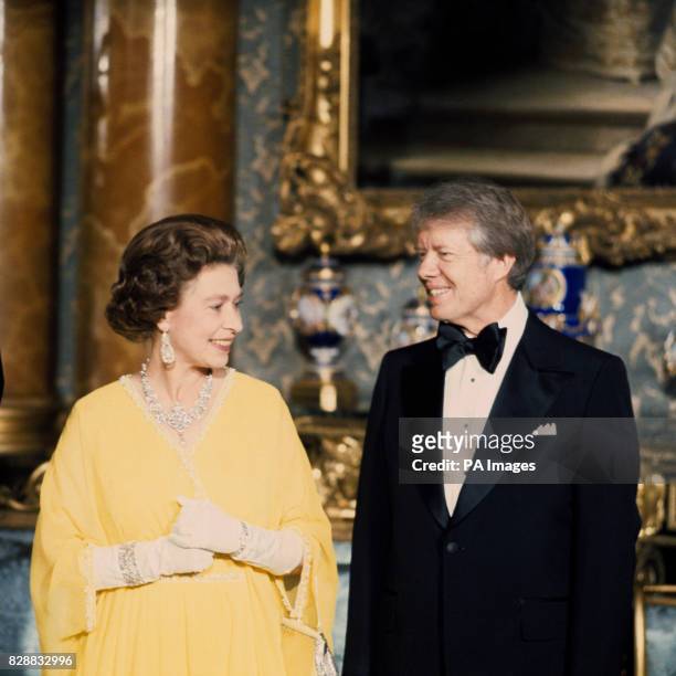 The Queen with American President Jimmy Carter at a State Dinner at Buckingham Palace