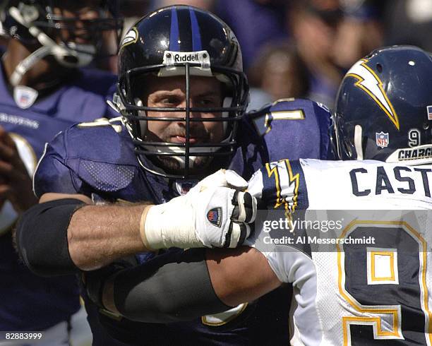 Baltimore Ravens tackle Tony Pashos against the San Diego Chargers on October 1, 2006 in Baltimore, Maryland. The Ravens won 16 - 13.