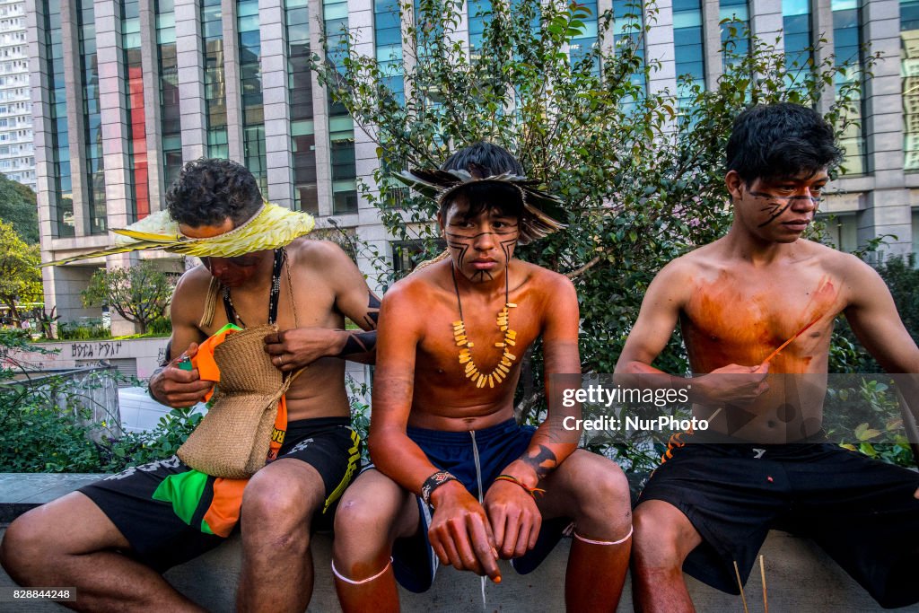 Indian Protest In Sao Paulo