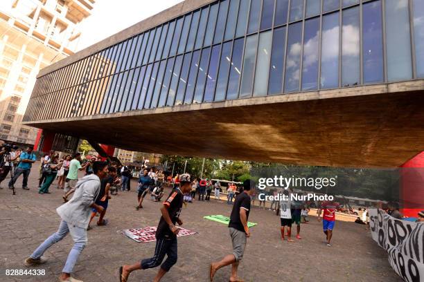 Indians protest in the free space of the Masp on Wednesday afternoon in São Paulo, Brazil, on August 9, 2017. On August 16, the Federal Supreme Court...