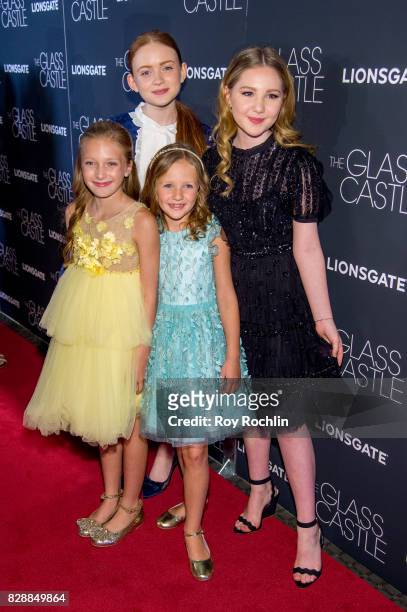 Olivia Kate Rice, Sadie Sink, Chandler Head and Ella Anderson attend "The Glass Castle" New York screening at SVA Theatre on August 9, 2017 in New...
