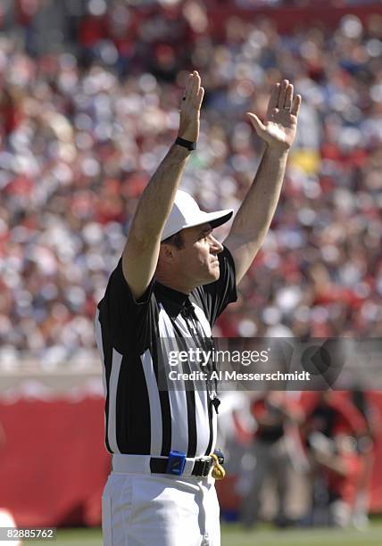 Referee Pete Morelli signals a field goal as the Tampa Bay Buccaneers host the Washington Redskins Nov. 19, 2006 in Tampa. The Bucs won 20 - 17.